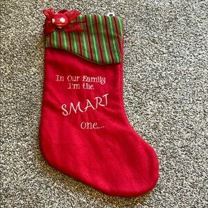 Red Christmas Stocking with Striped Cuff